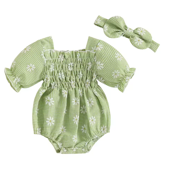 Ella Floral Gingham Romper