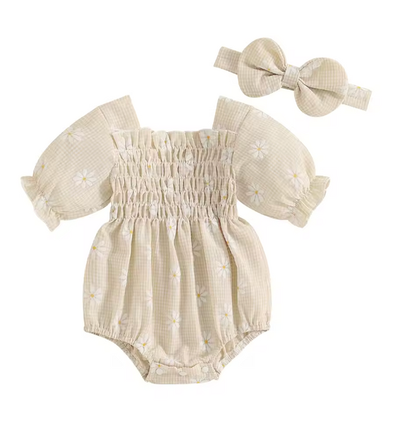 Ella Floral Gingham Romper