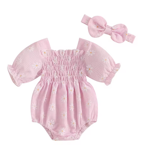 Ella Floral Gingham Romper