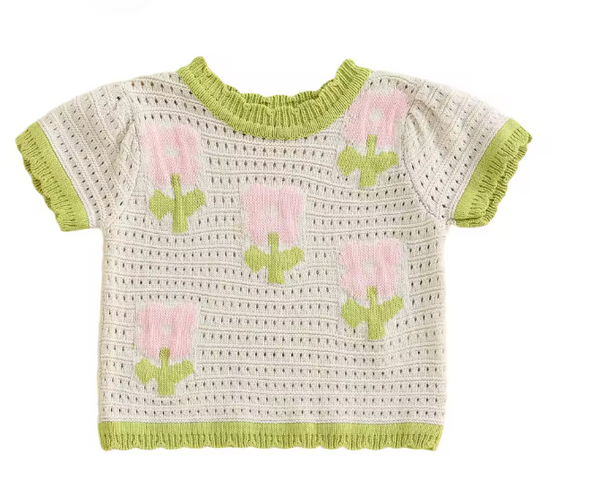 Mia Floral Open Knit Top