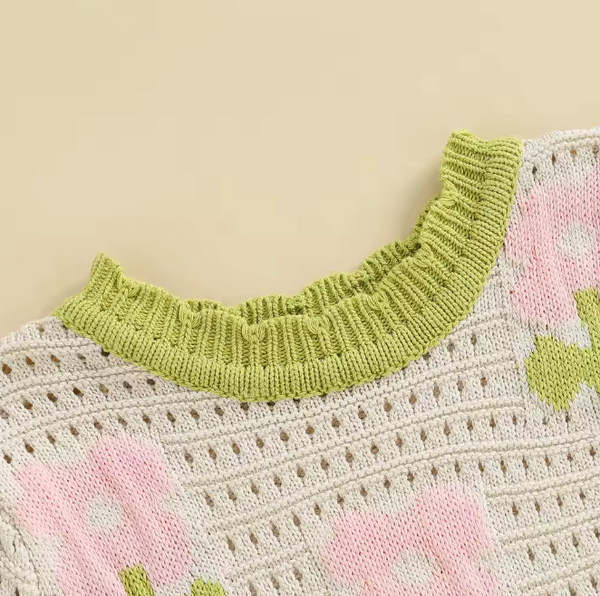 Mia Floral Open Knit Top