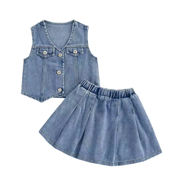 Becca Denim Vest/Skirt Set