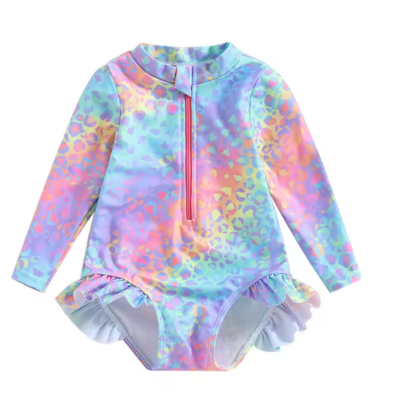 Kiana Long Sleeve Leopward Swim