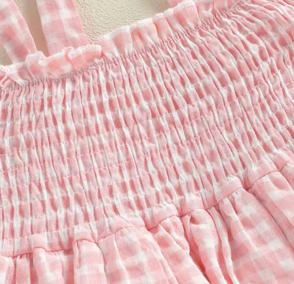 Leona Gingham Flutter Romper