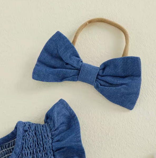 Casey Smocked Chambray Romper