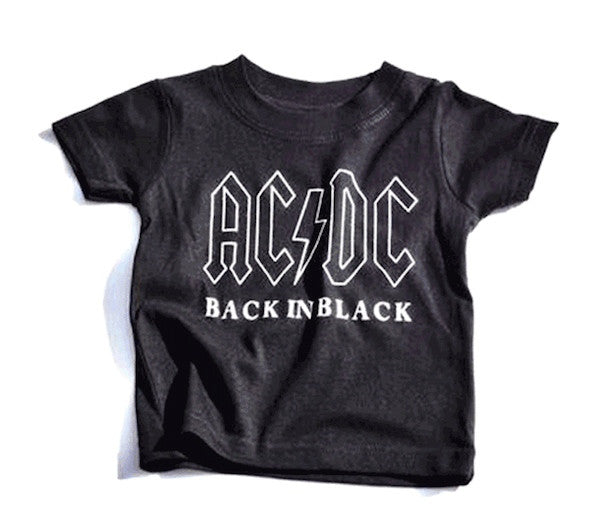 ACDC Black White Unisex Boys Girls Kids Children Toddler Baby Infant Tee Clothes