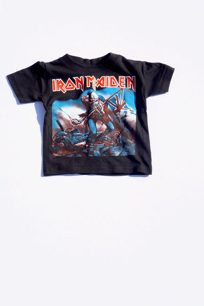 Black Iron Maiden Music Tee for Boys Girls Children Kids Toddler Baby Infant Clothing