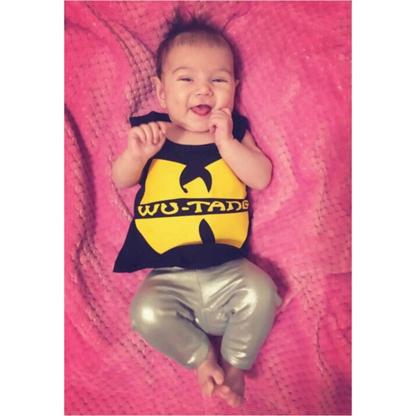 Wu-Tang Hip Hop Rap Music Black Yellow Unisex Boys Girls Kids Children Toddler Baby Infant Tank Clothes