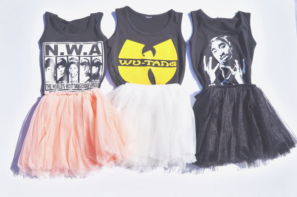 Hip Hop NWA Wu-Tang Tupac Tanks White Black Pink Tutu Skirt Girls Kids Toddler Children Infant Baby Clothes