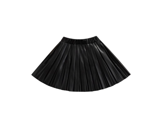 Megan Faux PU Pleated Kids Skirt