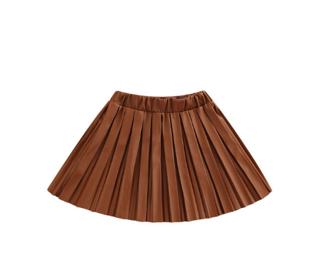 Megan Faux PU Pleated Kids Skirt