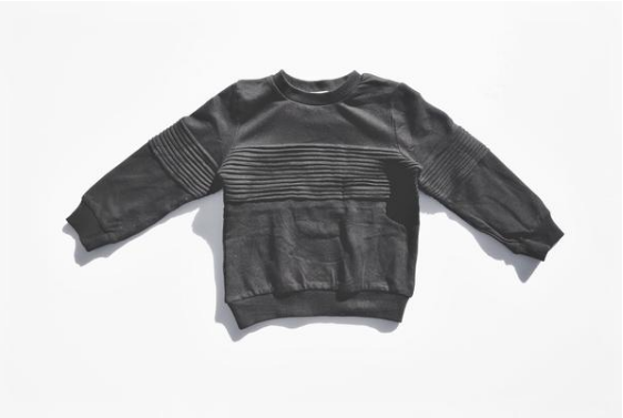 Black Pleated Solid Long Sleeve Pullover  Unisex Boys Girls Kids Toddler Children Infant Baby Clothes