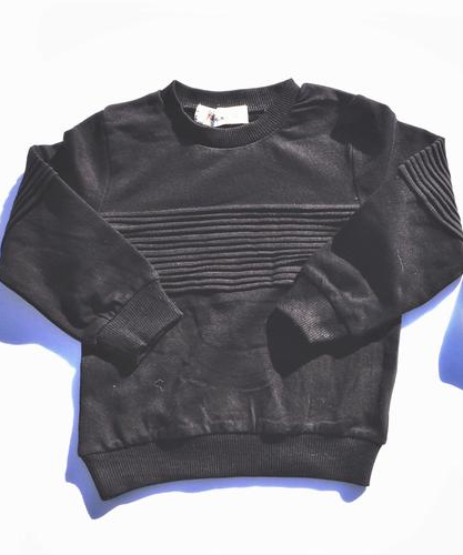 Black Pleated Solid Long Sleeve Pullover  Unisex Boys Girls Kids Toddler Children Infant Baby Clothes