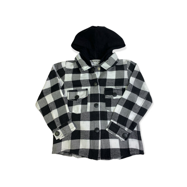 B&W Homie Plaid Button-up Top W/ Hood