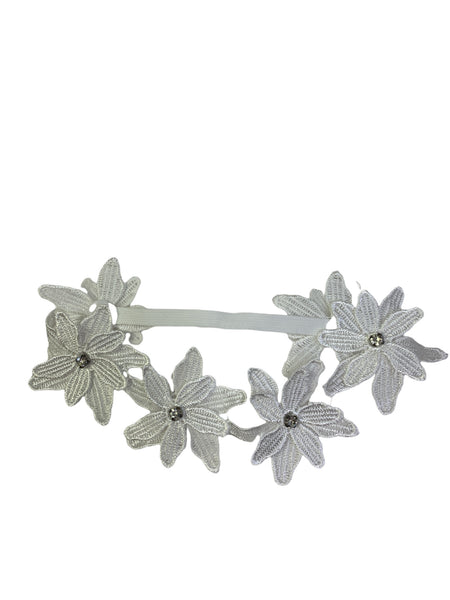 Darla White Floral Baby Headband