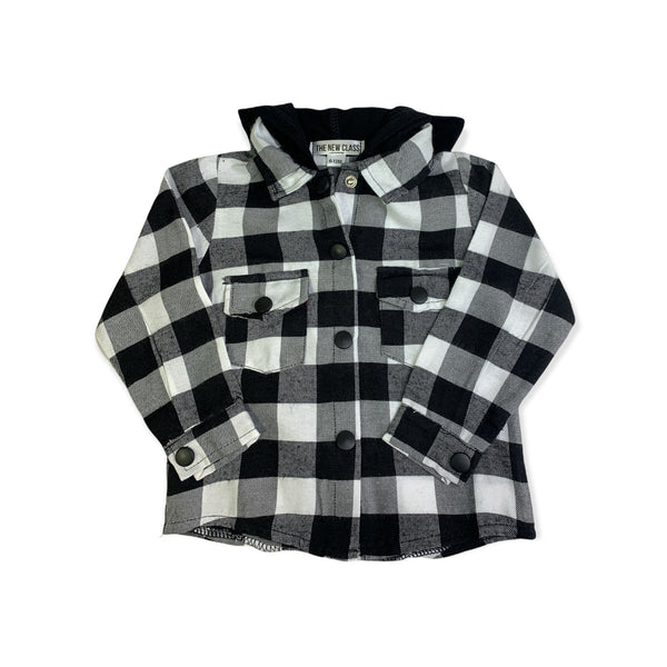 B&W Homie Plaid Button-up Top W/ Hood